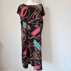 NWT Lauren Ralph Lauren $159 Equestrian Printed Tunic Shift Dress Sleeveless